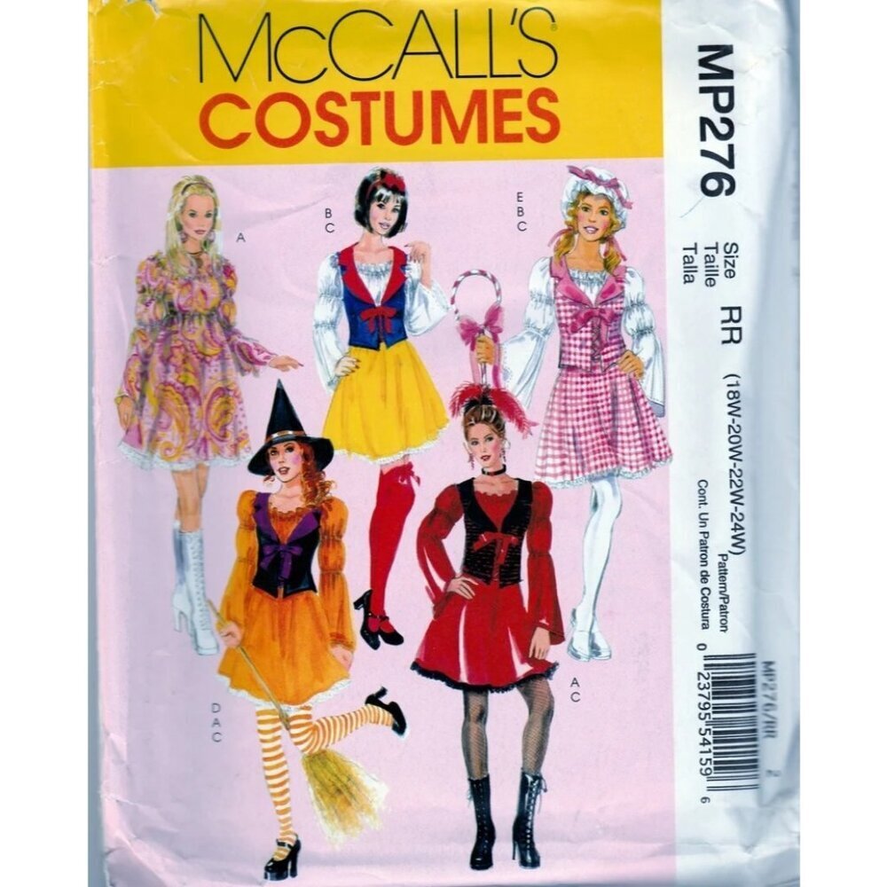 McCalls MP276 Womens Character Costumes Sewing Pattern Set Size 18W-24W